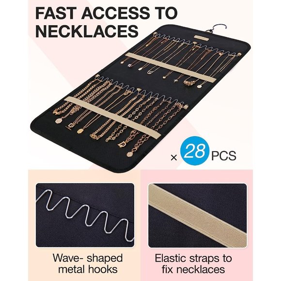 BAGSMART Hanging Jewelry Organizer Storage Roll with Hanger Metal Hooks … - Picture 2 of 9